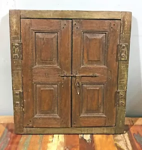 Antique Wooden Wall Décor Window Panel With Frame Original Old Hand Crafted - Picture 1 of 7