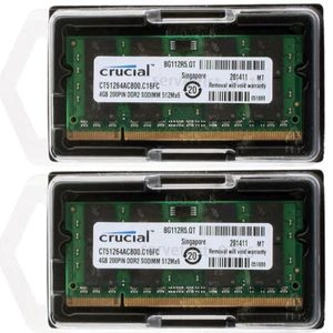 Crucial 8GB(2*4GB) 4GB 2GB DDR2 667 800MHz PC2-6400 SODIMM Laptop RAM Memory Lot - Picture 1 of 8