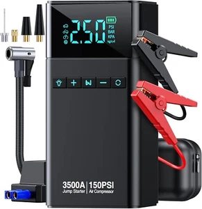 Car Battery Jump Starter with Air Compressor, 3500A 150PSI Car Jump Starter Jump - Picture 1 of 7