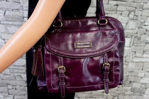 TIGNANELLO DAMEN ECHT LEDER HAND HENKEL SHOPPER TASCHE BOMMEL LOGO LILA - Bild 1 von 10