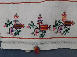 Antique Folk Balkan Embroidered Macedonian Men's Cotton Scarf for the Waist - Picture 1 of 5