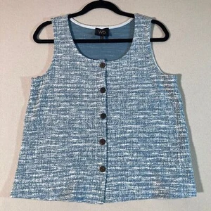 Chaleco W5 Cottagecore Talla M Azul Claro Botón Completo Texturizado Hecho en EE. UU. - Imagen 1 de 8