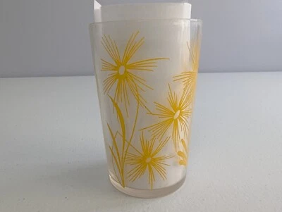 Swanky Swigs стакан для сока 3,5 дюйма желтые цветы MCM 50-е Kitsch Cottagecore - Изображение 1 из 4