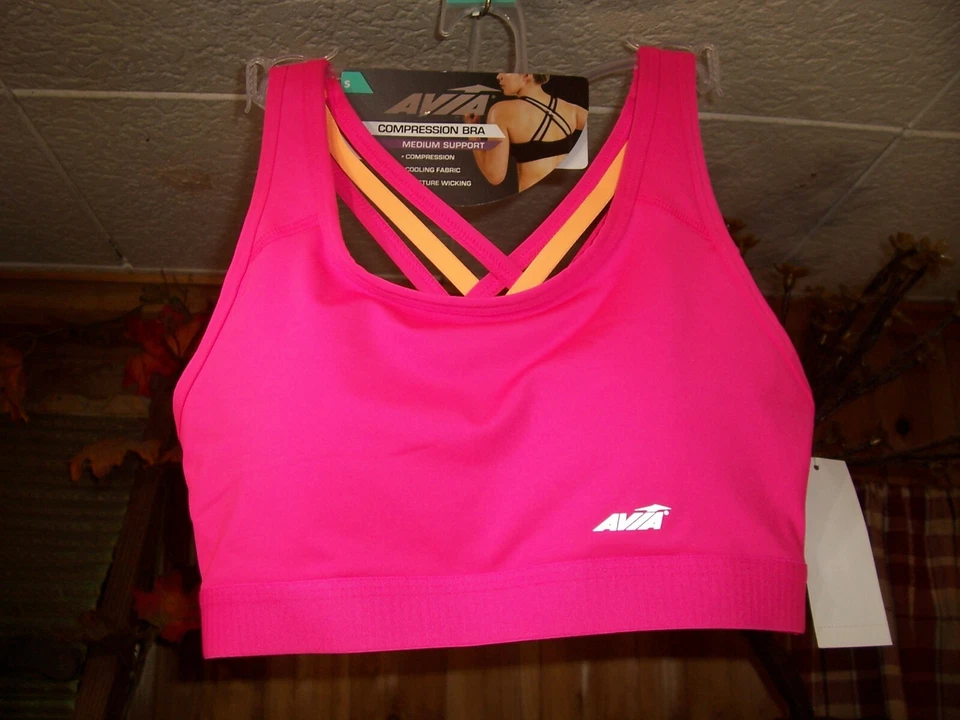 Avia Medium Support Compression Strappy Sports Bra Size Small Pink