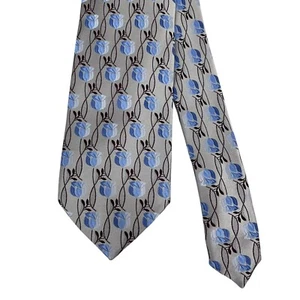 Ermenegildo Zegna Herren Krawatte Silber/Blau Blumenmuster Satin Seide 3 5/8" (B) 57" (L) EUc - Bild 1 von 9