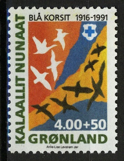 Groenlandia 1991, Cruz Azul 75 aniversario en estado bastante bueno MNH, Mi 220 cat 10,5 € Foto 1 de 1