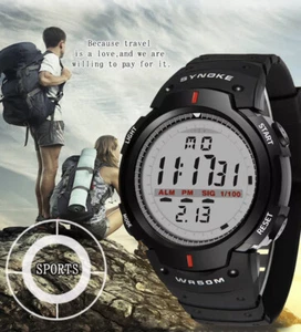 Herren Runde Militär Sport Großes Gesicht Wasserdicht LED Outdoor Digitaluhr CHORNO - Bild 1 von 15