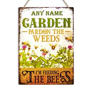 Pardon The Weeds Personalised Garden Sign Metal Wall Plaque Any Name Shed Decor - Picture 1 of 16