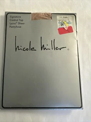 Nicole Miller Control Top Lycra Sheer Pantyhose Beige Size Large New Sealed - Image 1 of 2