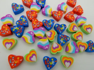 36 Mini Heart Shaped Love Unicorn Erasers Rubbers Party Bag Gift Eraser Novelty - Image 1 of 4