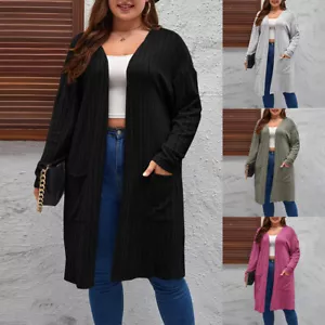 Übergröße Damen Strickjacke Freizeitjacke Herbst Longtop Cardigan Übergangsjacke - Bild 1 von 18