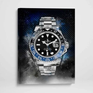 Rolex GMT Master II inspired Canvas Wall Art Print - Watch Art Poster Print - Picture 1 of 11