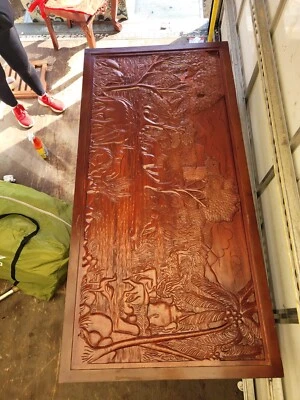 Dining table and 4 chairs dinner set ooak hand made carved Indian sri lankan  - Image 1 of 4