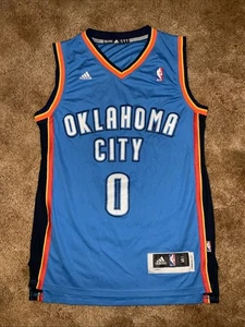 Oklahoma City Thunder Blue Swingman Jersey Adidas Westbrook #0 Sz S - Picture 1 of 16