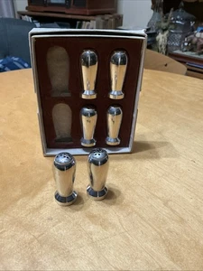 Vintage Salz & Mid Century Metall Chrom kleine Atombombenstreuer MCM 6 Stück - Bild 1 von 3
