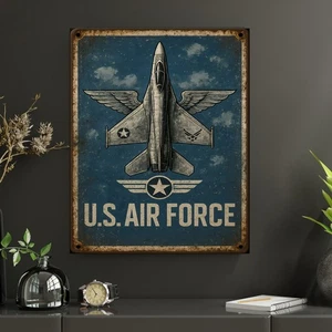 Vintage Style Air Force Sign Metal Wall Art, Patriotic Decor, Military Gift - Picture 1 of 8