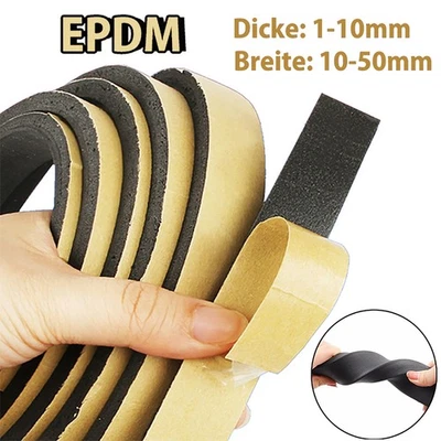 Fugen Fenster Dichtband Moosgummi EPDM Einseitig Selbstklebend 10m Dichtungsband - Bild 1 von 4