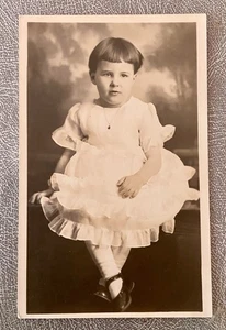 Real Photo Postcard RPPC LITTLE GIRL in WHITE DRESS UNDIVIDED (1) - Picture 1 of 2