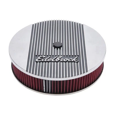 Edelbrock 空气净化器 4268;Elite II 抛光鳍铝 14 x 3,红色棉 — 第 1/3 张图片