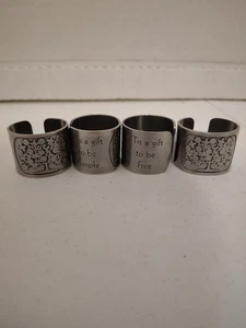 Gastineau Berea Ky Napkin Rings Set Of Four Pewter Signed - Picture 1 of 6