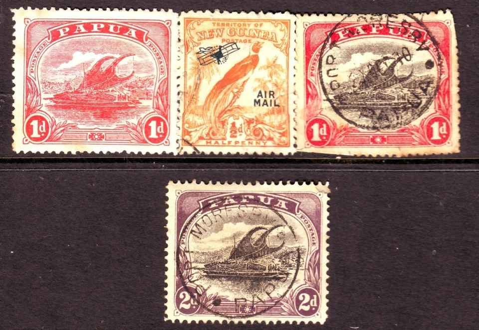 VERY OLD PACIFIC OCEAN ISLANDS OF PAPUA & NEW GUINEA  USED  x 3 + 1 MINT - image 1 of 1
