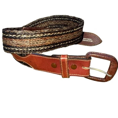 VINTAGE Handbraided Horsehair and Leather Belt Handtooled Handcrafted Mexico 32 - Image 1 of 4