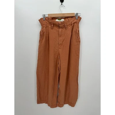 Anthropologie Womens Orange Paperbag High Waisted Pants Size 10 Wide Leg Loose - Image 1 of 4