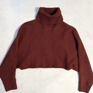 Maglione Aritzia Wilfed Free Cropped Girocollo Naomi Lana S Marrone Merlot - Foto 1 di 6