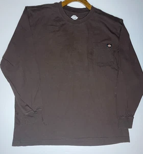Camiseta Dickies Para Hombre Talla XL Marrón Manga Larga Bolsillo 100% Algodón - Imagen 1 de 9