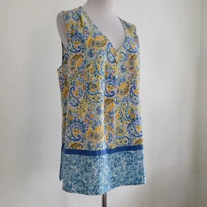 Floral & Ivy Blue Multicolor Paisley Print Tank Top Blouse Lightweight Size M - Picture 1 of 10
