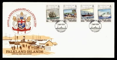 DR WHO 1984 FALKLAND ISLANDS FDC LLOYDS LIST ANIV CACHET COMBO M61460 - Image 1 of 2