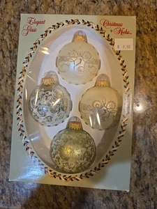 Adornos navideños vintage de Krebs elegantes vidrio dorado brillo 4 - Imagen 1 de 5
