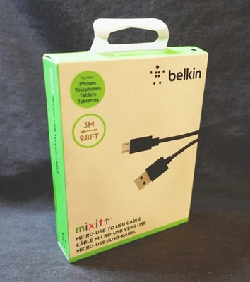 Belkin 9.8FT MIXIT Micro USB to USB Cable - Black - F2CU012bt3M-BLK - Image 1 of 3