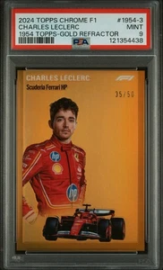Charles Leclerc 2024 Topps cromo F1 1954 refractor de oro/50 PSA 9 Pop 3 - Imagen 1 de 3