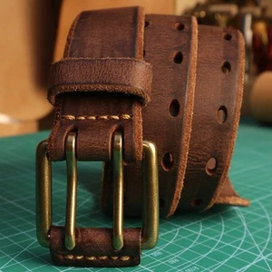 Cinturón de cuero genuino de cuero de vaca con hebillas dobles engrosadas de 4 mm de alta resistencia para hombre 3,8 cm - Imagen 1 de 21
