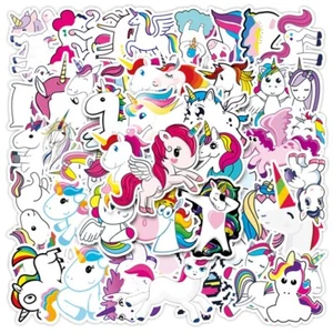 12X Unicorn Waterproof Vinyl Stickers Decal Laptop Phone Skate Kids Birthday Bag - Picture 1 of 6