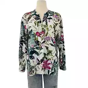 Tommy Bahama Silk Blouse Shirt Botanical Floral Tropical Long-Sleeve Top | M - Picture 1 of 9