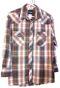 Wrangler camicia uomo XL snap western multicolore a quadri usata - Foto 1 di 5