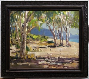Douglas Badcock Impressionist Ptg Trees and Lake New Zealand Listed Artist - Picture 1 of 7