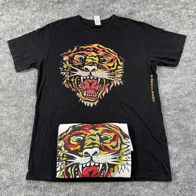VTG Y2K Ed Hardy Shirt Men’s Large Black & White Tiger Jewels Christian Audigier - Изображение 1 из 4