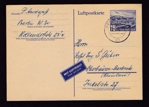 Germany 15pf prepaid Luftpostkarte stationery airmail card used - Picture 1 of 2