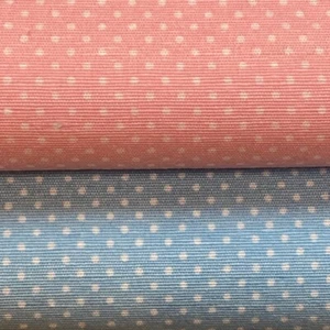 Polka Dot Cotton Canvas Pink or Blue 100% Cotton by the half metre - Picture 1 of 3