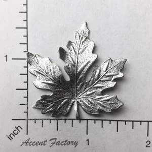 33024 - Victorian XL Maple Leaf Brass Finding Matte Silver Oxidized - Picture 1 of 3