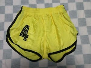 Short MD SPORTS n°4 nylon polyamide années 80 jaune made in France 85