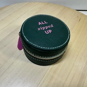 By anthropologie Forrest Green Zip Around Small Jewelry Case Travel All Zipped U - Picture 1 of 6