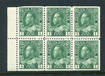 CANADA Scott 104a - NH - 1¢ Dark Green Admiral Booklet Pane of 6 (.093) - Image 1 of 2