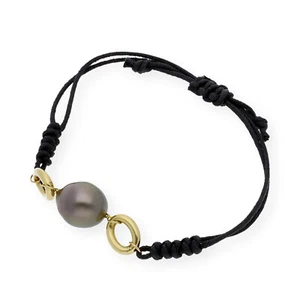 Pulsera Perla Tahiti y Macramé Oro 18 K Complementos de Mujer Joyería de Moda - Imagen 1 de 6