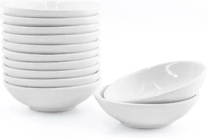 12 Pack Soy Sauce Dish Ceramic Dipping Bowls Bulk, 1.2 Oz White Dipping - Picture 1 of 12