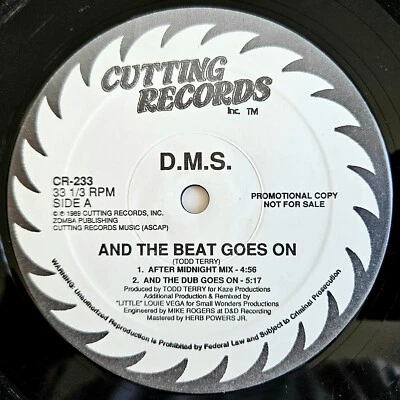 HOUSE - TODD TERRY - D.M.S. - AND THE BEAT GOES ON - CUTTING RECORDS OG PROMO - Image 1 of 4