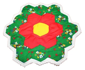 Kerzen Tischmatte Deckdecke aus Vintage Oma Blume Garten Cutter Quilt Stück - Bild 1 von 2